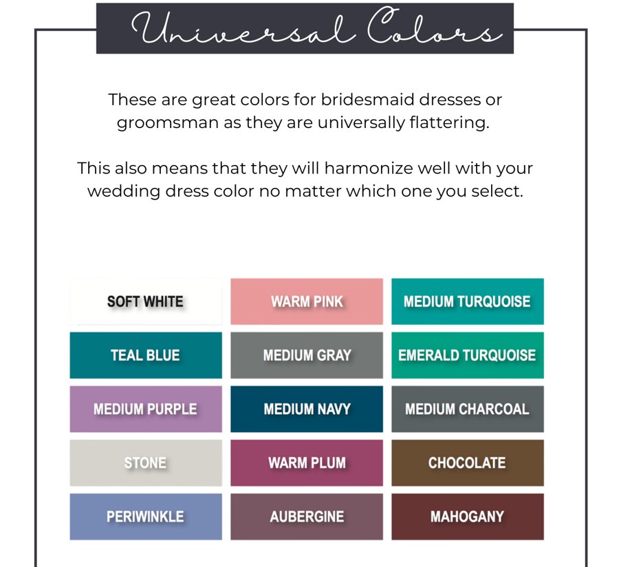 Universal colors for bridesmaids and groomsmen