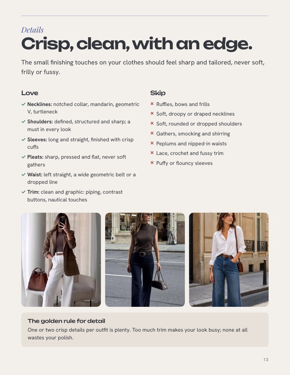 Style guide page: Crisp, clean, with an edge